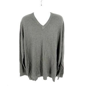 Cutter & Buck Mens 4X Ribbed Gray V-Neck Pullover Sweater Soft & Warm NWT $135
